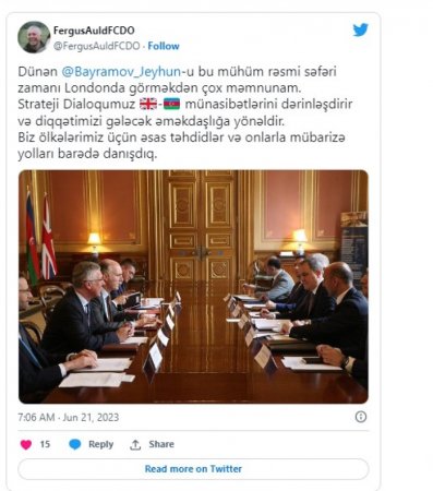 Fergus Auld Londonda Ceyhun Bayramovla görüşüb - FOTO