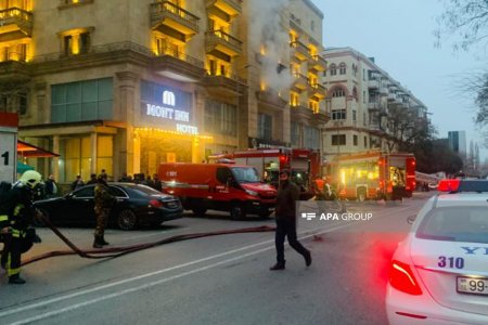 Bakıda oteldə yanğın - FOTO