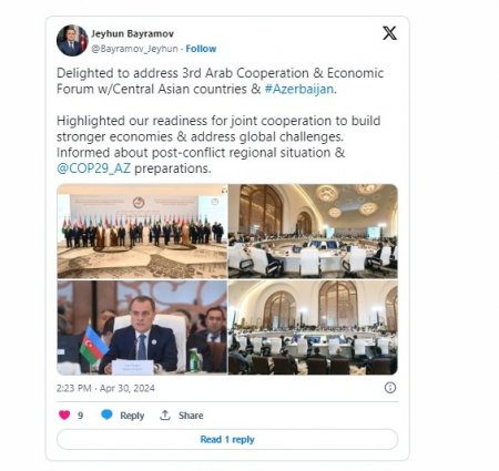 Ceyhun Bayramov Qətərdəki Forumda çıxış edib