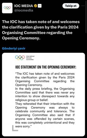 Beynəlxalq Olimpiya Komitəsi Parisdəki açılış mərasiminə görə ÜZR İSTƏDİ - FOTO